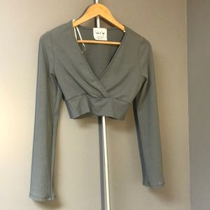 Sadie & Sage Ribbed Mid Cut Long Sleeve Top